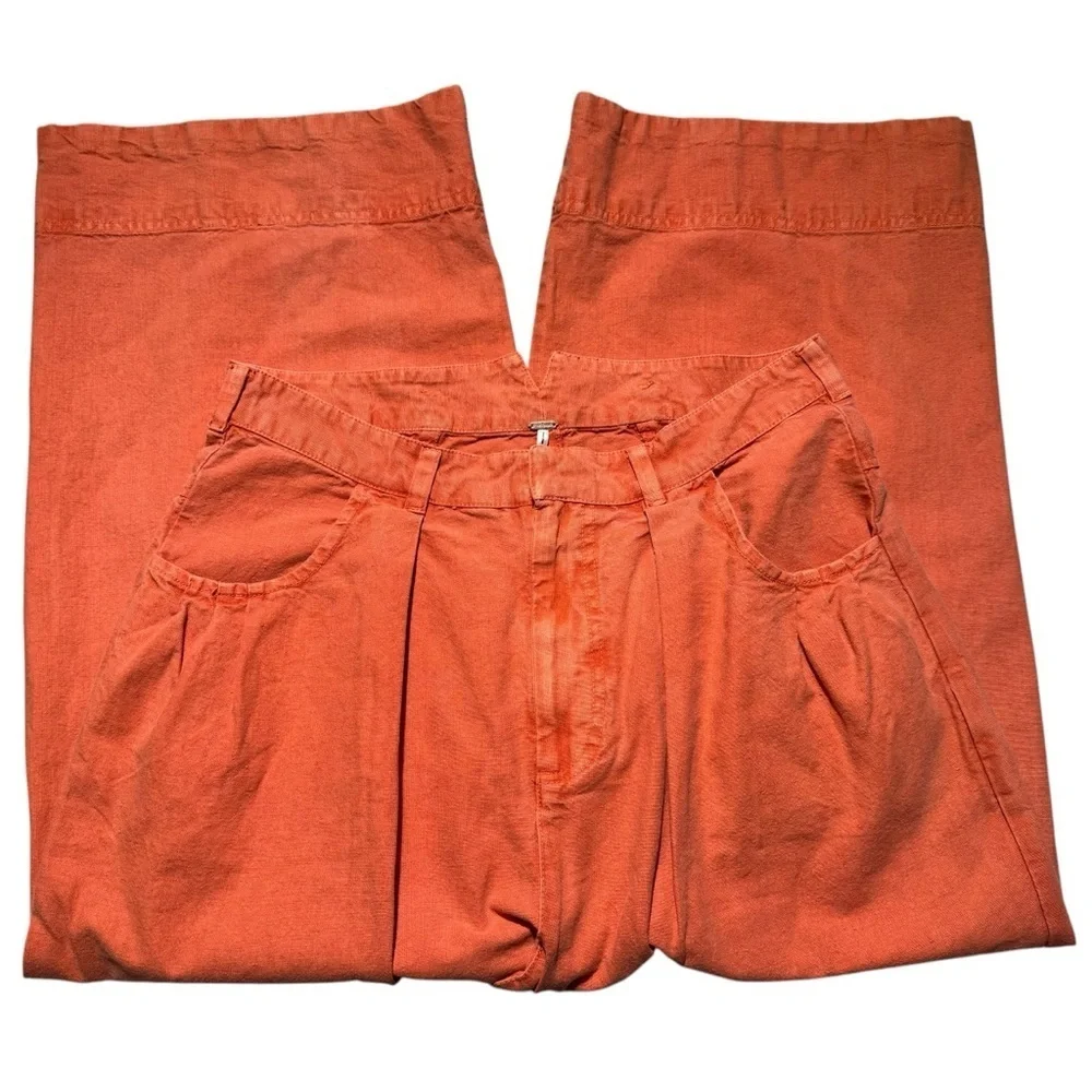 New Free People Sweet Talk Chino Red Mango Pants Size 10